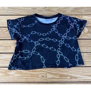 Vapor 95 Crop T Shirt Medium Women’s Black Chain Print Pullover Short Sleeve